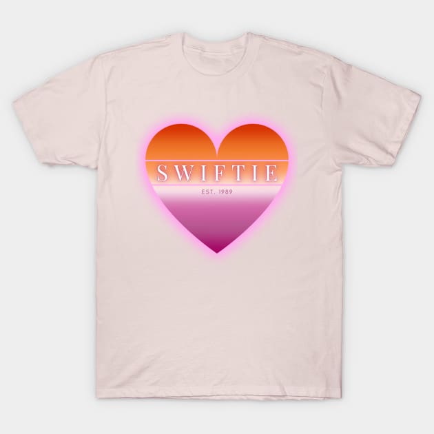 Sapphic Swiftie Lesbian Pride Heart T-Shirt by Sapphic Swiftie 